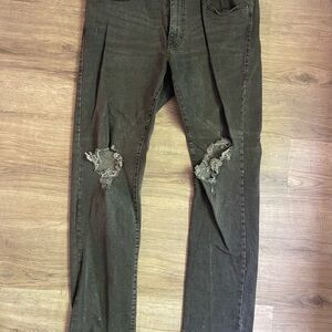 Men's Slim Fit Distressed Jeans - Black